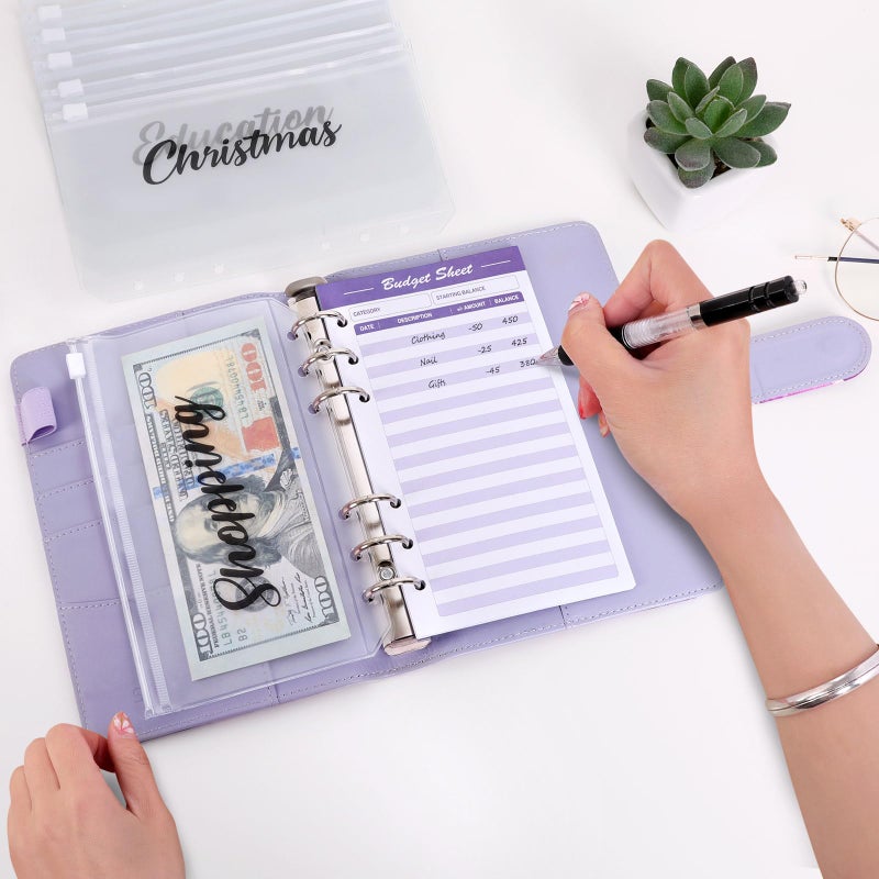SKYDUE Budget Binder, Money Saving Binder with Zipper Envelopes, Cash Envelopes and Expense Budget Sheets for Budgeting - Image 5