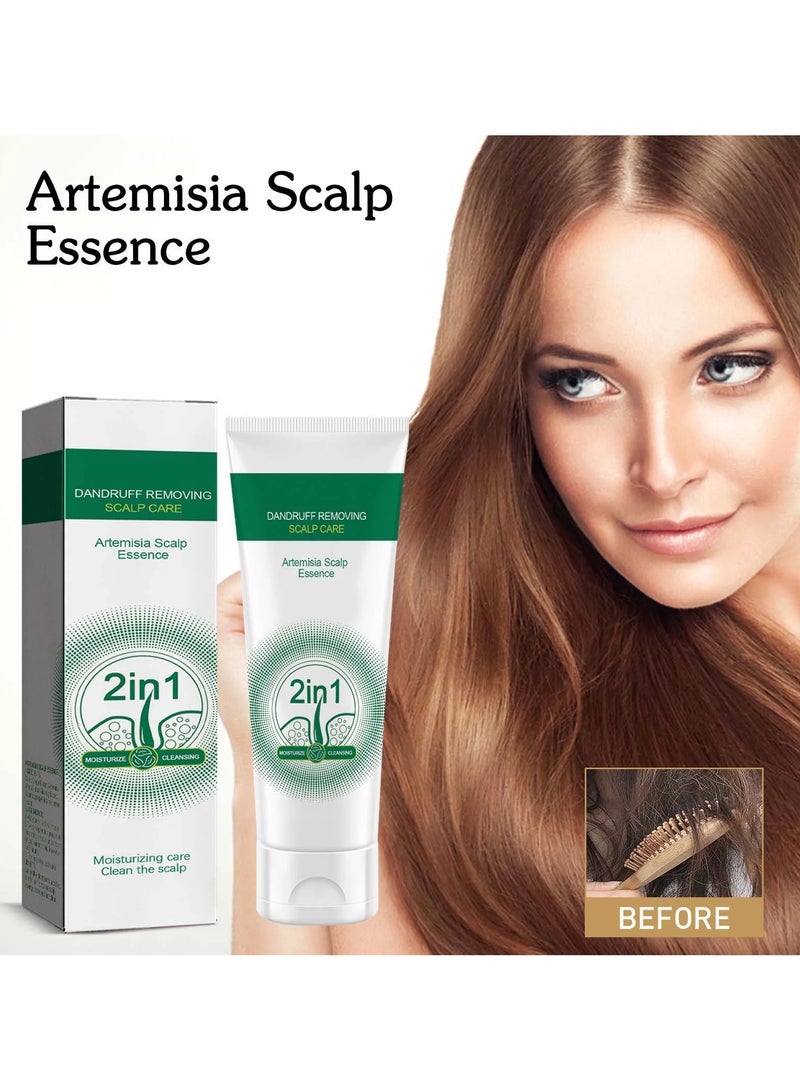 Jaysuing بلسم مضاد للقشرة من الأرتيميسيا، جوهر فروة الرأس من الأرتيميسيا، تحكم في الزيت والقشرة، تنظيف عميق لفروة الرأس مع تحكم منعش في الزيت للرجال والنساء - Image 4