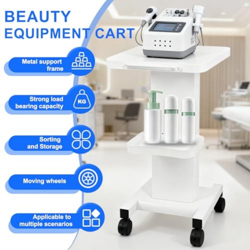 Beauty Salon Trolley Cart, Total iron Salon Spa Beauty Machine Trolley Stand, Beautician Rolling Cart with Wheels and Handle for Spa, Hair Salons, Laboratories, Load 165Lbs With socket - Image 4