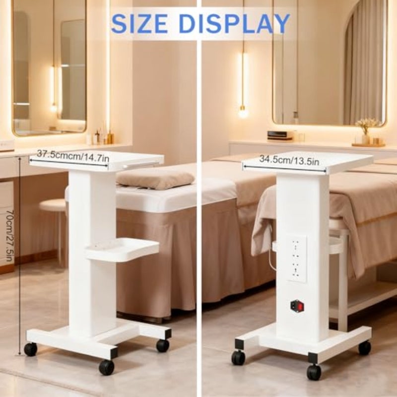 Beauty Salon Trolley Cart, Total iron Salon Spa Beauty Machine Trolley Stand, Beautician Rolling Cart with Wheels and Handle for Spa, Hair Salons, Laboratories, Load 165Lbs With socket - Image 2