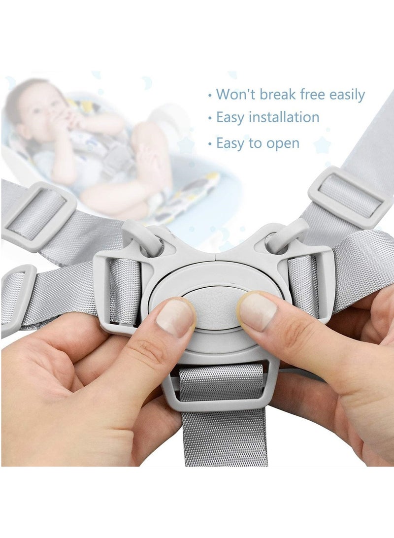 Adjustable 5 Point Baby Safety Harness Straps for High Chairs Prams and Buggy 2PCS Grey Universal Replacement - Image 2
