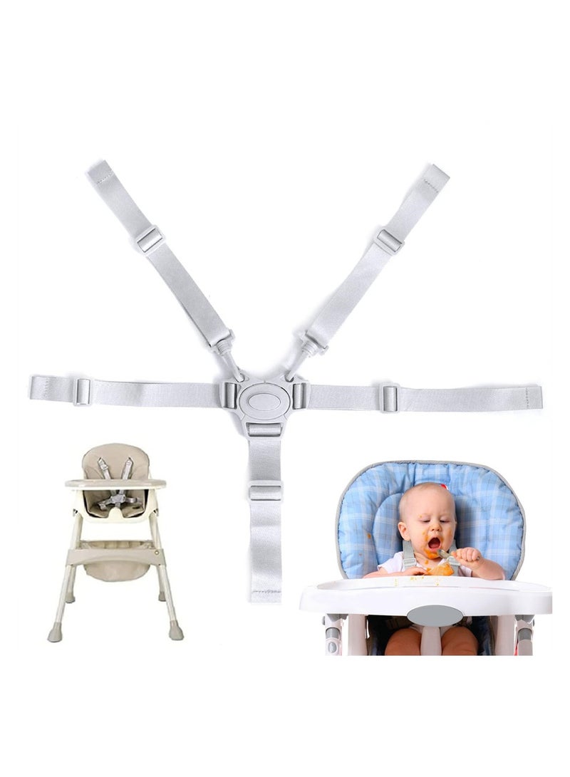 Adjustable 5 Point Baby Safety Harness Straps for High Chairs Prams and Buggy 2PCS Grey Universal Replacement - Image 1