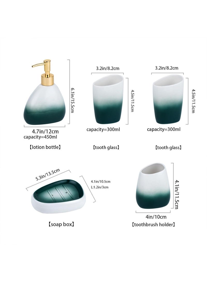 Bathroom Accessories Set,Modern Countertop Bathroom Decor,Luxury 6 Piece Bathroom Accessory Set,Complete with Soap Dispenser,Toothbrush Holder,Tumbler,Tray - Image 2