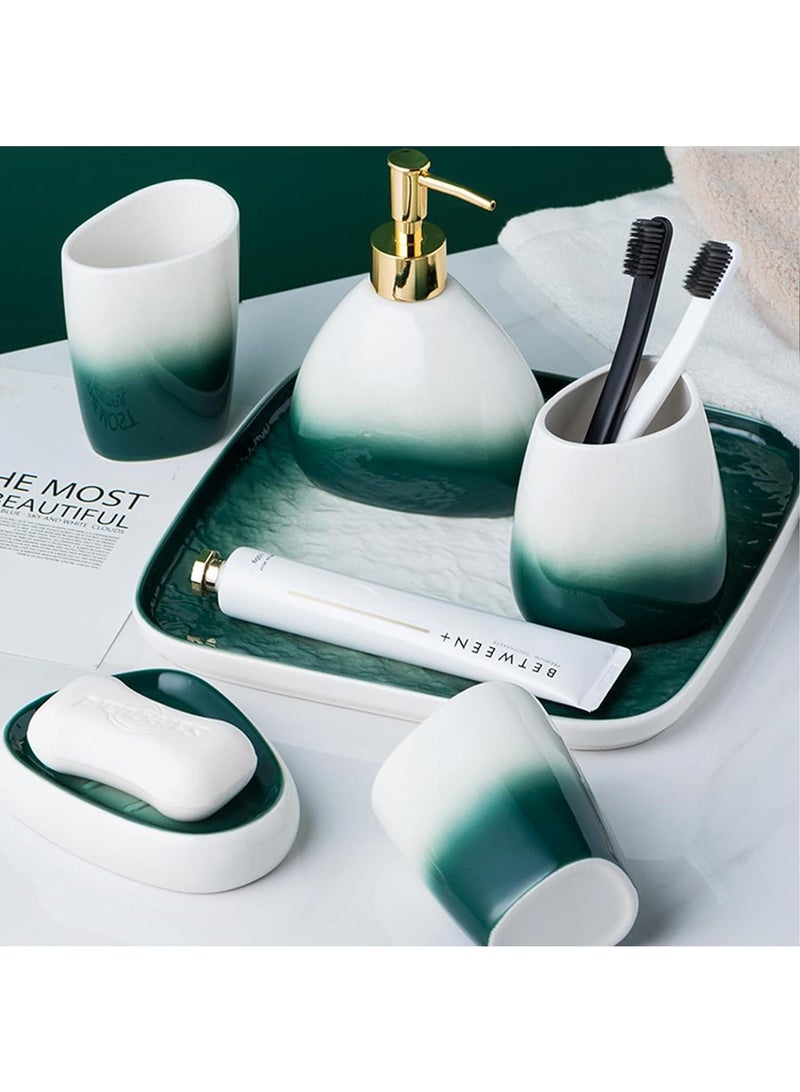 Bathroom Accessories Set,Modern Countertop Bathroom Decor,Luxury 6 Piece Bathroom Accessory Set,Complete with Soap Dispenser,Toothbrush Holder,Tumbler,Tray - Image 3
