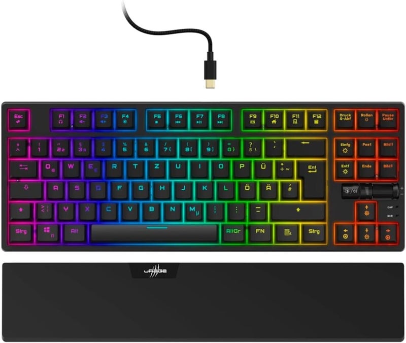 uRage Exodus 860 Mechanical Gaming Keyboard, Blue Switches 104 Keys, RGB LED Backlit 16.8M Colors, Anti-Ghosting N-Key Rollover, USB Wired, Macro Keys Gaming/Office Mode, PC Windows Compatible, Black - Image 2