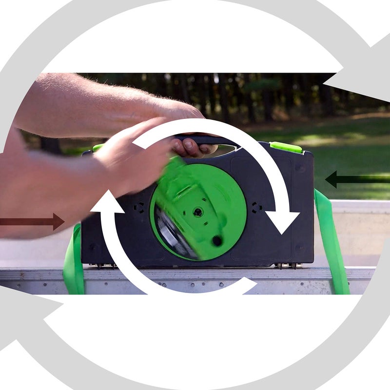 SMARTSTRAPS - 101W QuadWinder 14’ Padded Ratchet Tie Down, Green (4pk) - Patented Self-Loading Storage Case - 1,500lb Break Strength, 500lb Safe Work Load – Haul Lighter Loads Like ATV’s, Mowers and More - Image 3