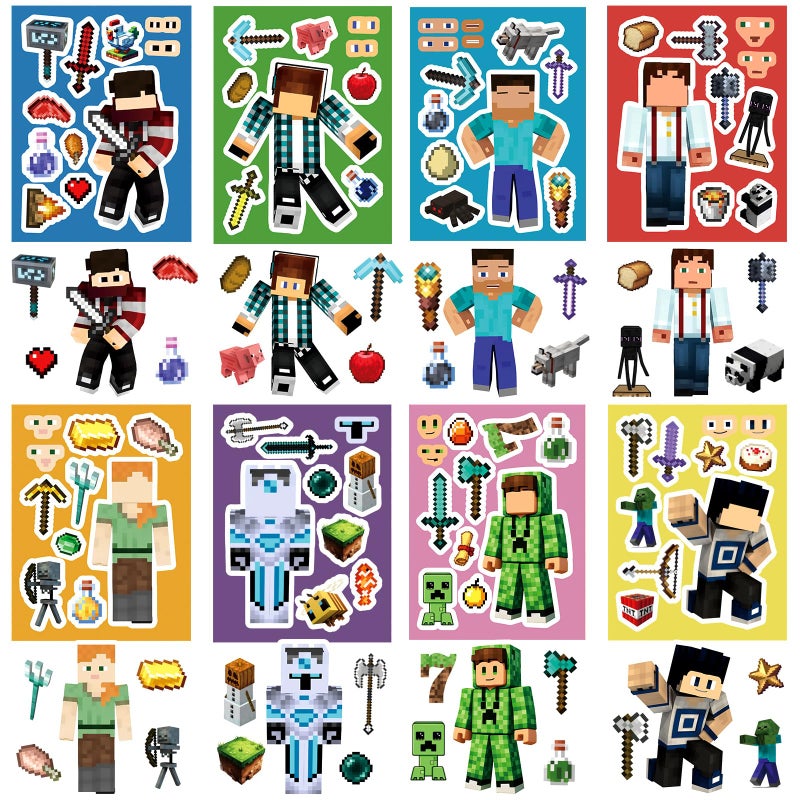 Lyomied 24Pcs Cartoon Stickers, Mixed & Matched with 8 Designed Pixel Sticker (3 of Each) for Party Favors, Reward, Decor, Gift Idea - Image 2