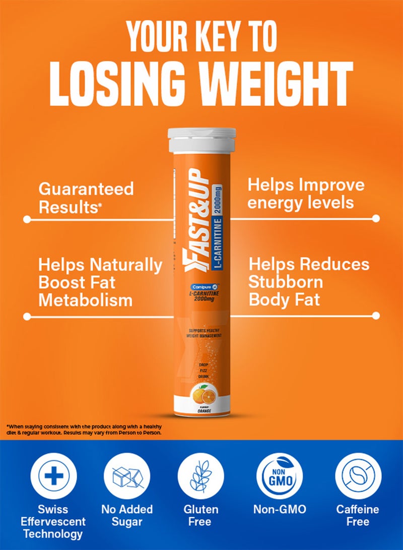 FAST&UP Carnitine - Weight Loss - 20 Effervescent Tablets, Orange Flavour - Image 4