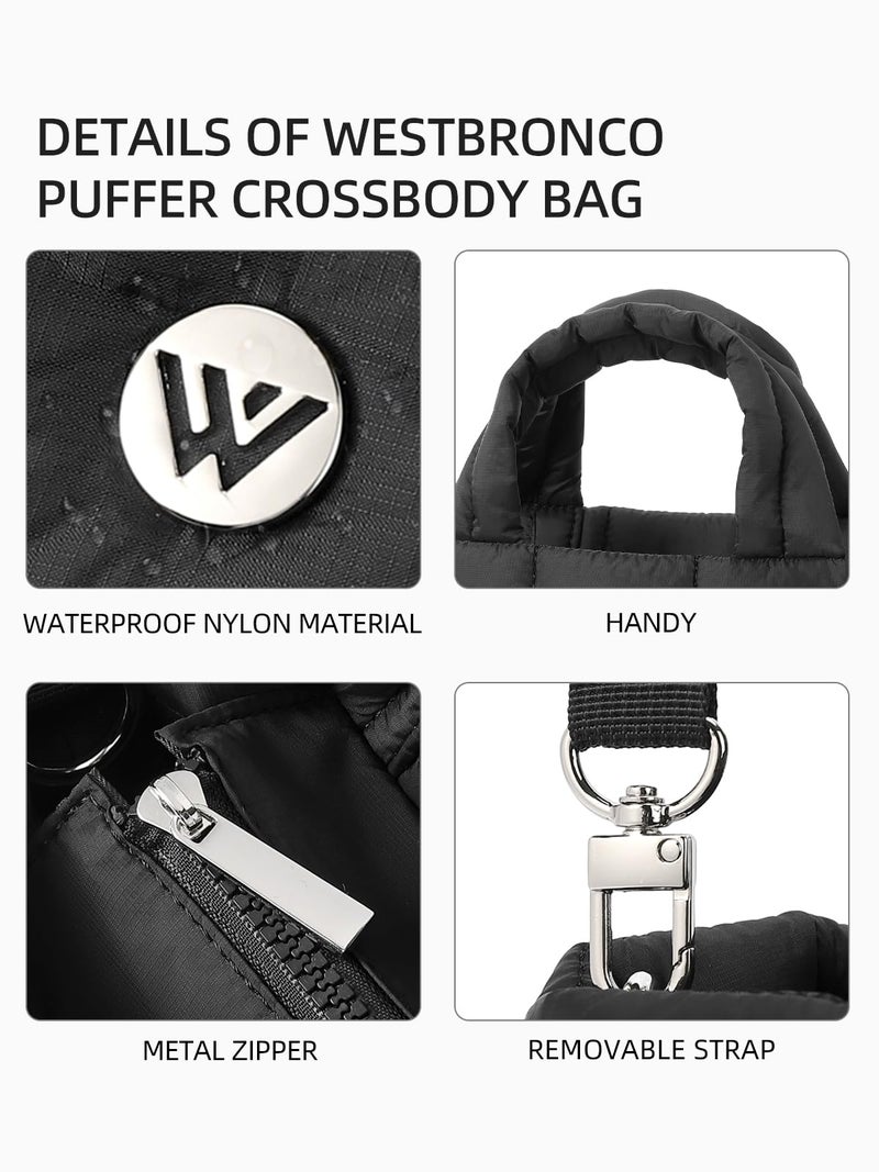 WESTBRONCO Small Puffer Bag Quilted Crossbody Bags for Women Puffy Purse Nylon Shoulder Handbag with Adjustable Strap - Image 5