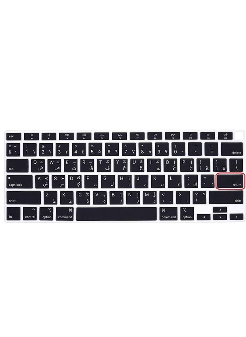 Generic - Arabic English Language Black US Version Silicone Keyboard Cover Skin Compatible with 2020 New MacBook Air 13.3 inch A2179 A2337 with Touch ID Retina Display Keyboard - Image 1