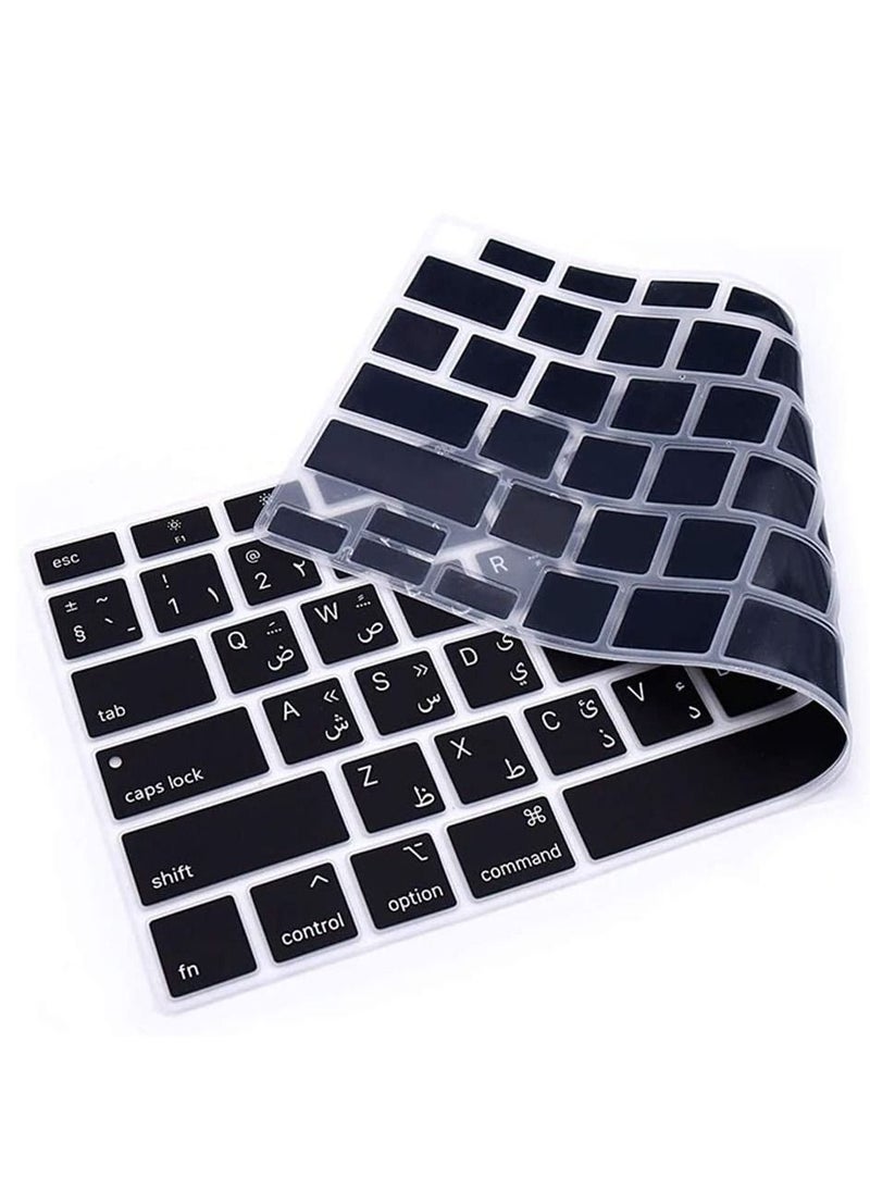 Generic - Arabic English Language Black US Version Silicone Keyboard Cover Skin Compatible with 2020 New MacBook Air 13.3 inch A2179 A2337 with Touch ID Retina Display Keyboard - Image 1
