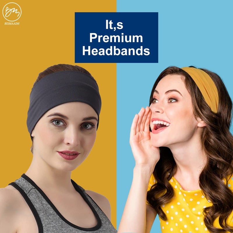 BISMAADH Workout Headband for Men and Women Wide, Moisture Wicking and Non-Slip Exercise - Image 3
