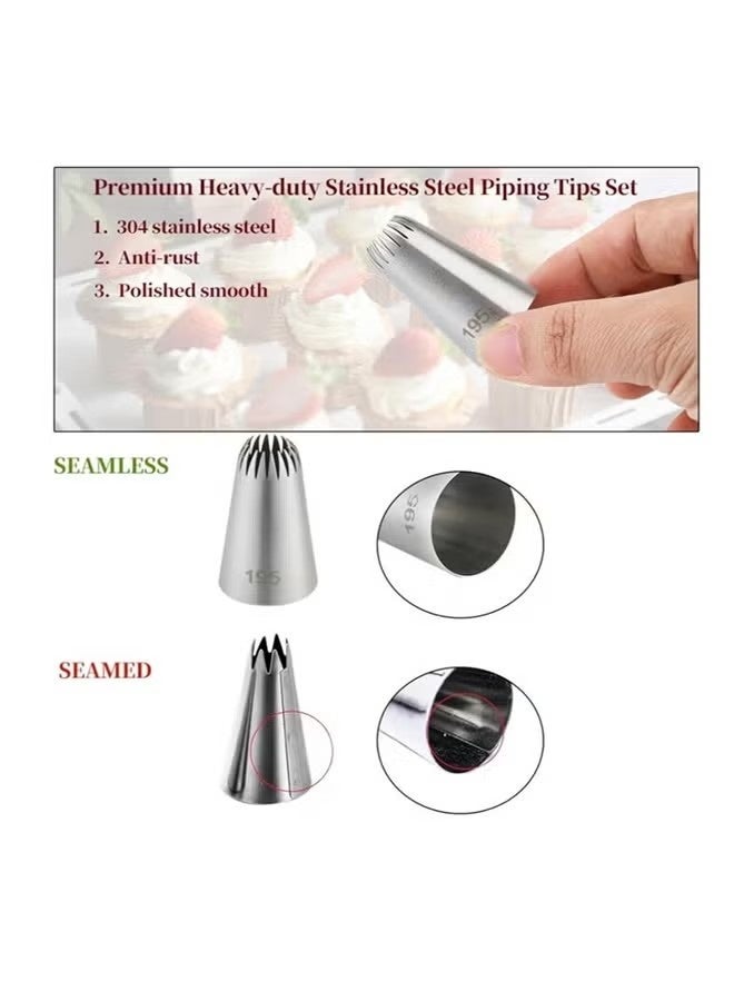 5PCS Large Piping Tips Set, Stainless Steel Cake Decorating Tips, Frosting Icing Tips for Cupcakes, Cake, Cookie and Decorating - Image 3