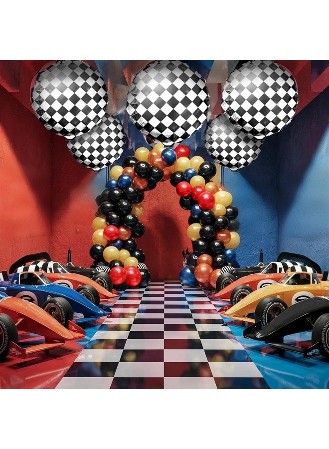 Sowide Speedster Theme Balloons Arch Garland Kit, Blue Red Black Checkered Pattern Flag Foil Balloon, Speedster Themed Decorations for Boys Birthday Party Baby Shower - Image 3