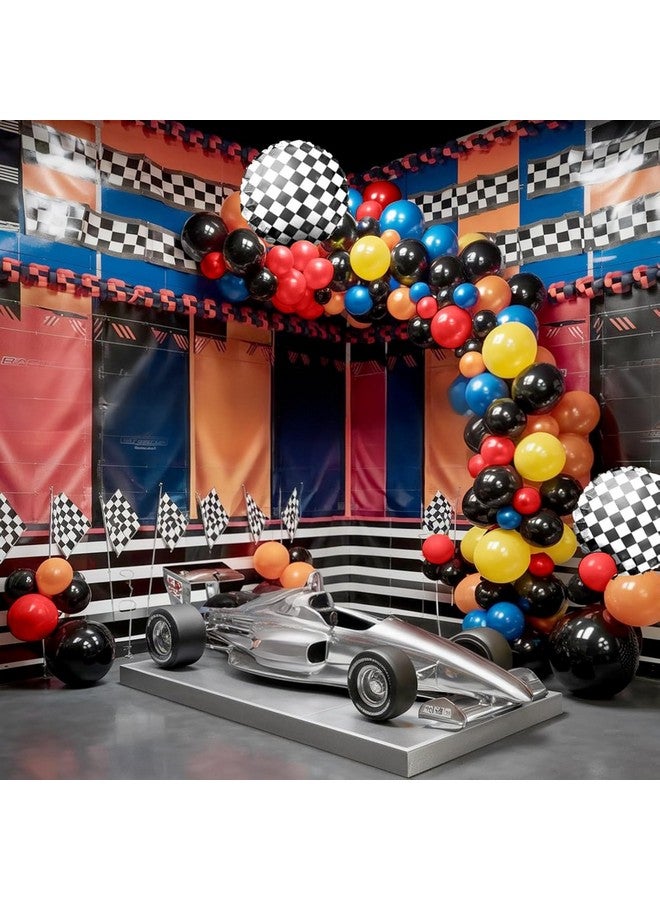 Sowide Speedster Theme Balloons Arch Garland Kit, Blue Red Black Checkered Pattern Flag Foil Balloon, Speedster Themed Decorations for Boys Birthday Party Baby Shower - Image 4