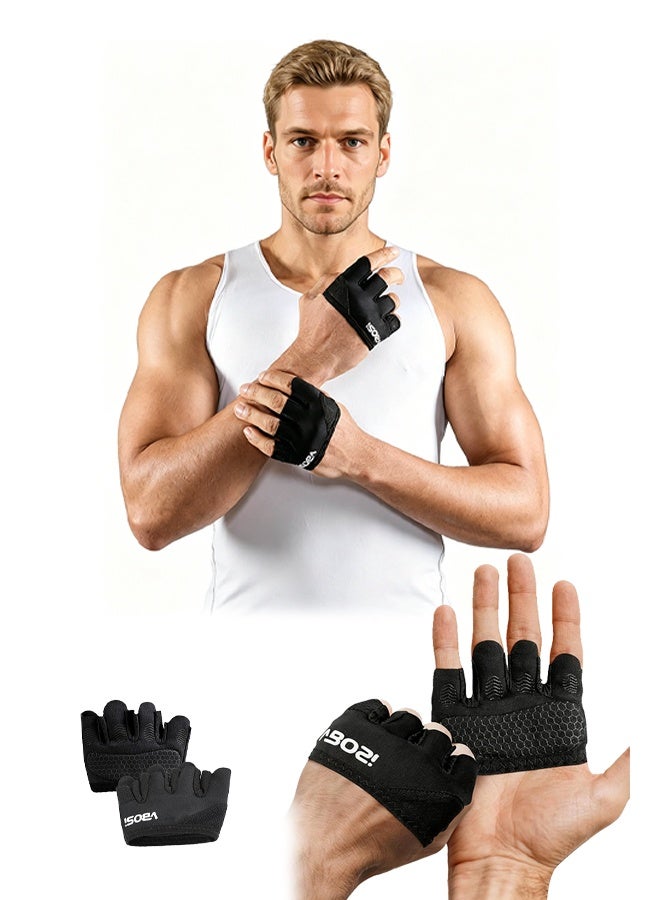 VBOSI Weight Lifting Gloves, Short Micro Workout Gloves for Men & Women, Grip Pads with Full Palm Protection, Great for Weightlifting,Gym, Cross Training, Powerlifting - Image 1