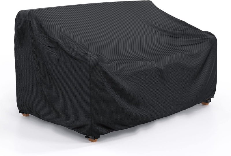 BROSYDA Patio Furniture Sofa Covers, Outdoor Furniture Cover Waterproof for Couch Bench loveseat, Heavy Duty 2-Seater Patio Sofa Covers, 60"L×34"D×30"H, Black - Image 1