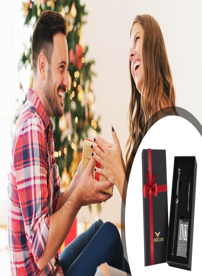 Cheericome Fountain Pen Set - Luxury Writing Instrument for Men & Women - Fine Nib With 10 Ink Cartridges and Refill Converter - Gold - Image 3