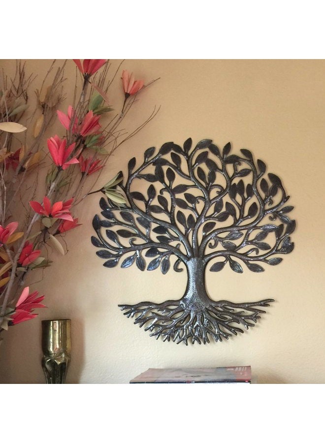 it's cactus - metal art haiti Home Decor Tree of Life with Roots, Indoor Outdoor Wall Hanging Plaques, Nature Inspired, Decorative House Artwork, 23 Inches Round - Image 2