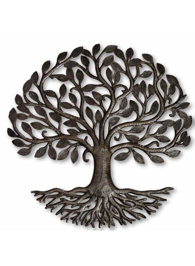 it's cactus - metal art haiti Home Decor Tree of Life with Roots, Indoor Outdoor Wall Hanging Plaques, Nature Inspired, Decorative House Artwork, 23 Inches Round - Image 1