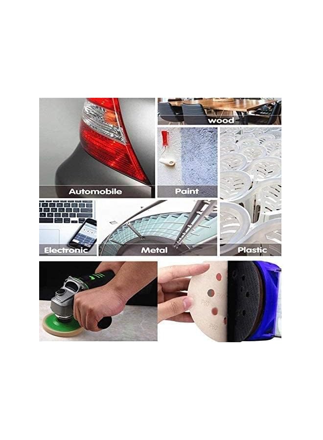 PROMASS NIBEMINENT 60 Pieces 5 Inch 8 Hole Hook Sanding Discs Sets, Assortment from 60 to 320 Grits 60/80/120/180/240/320 for Die Surface Prep Strip Grind Polish Burr Finish Rust Paint Removal - Image 5