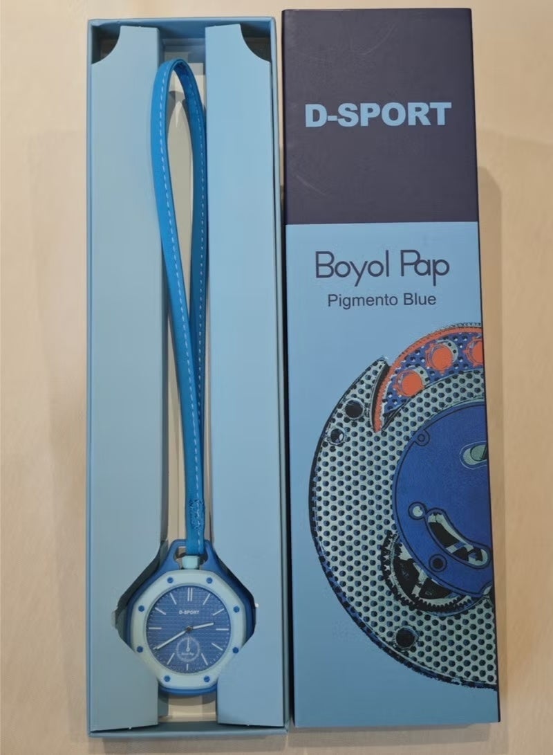 سبورت ساعة D-Sport الجيب، ساعة معلقة للجنسين مع حبل جلدي، إطار مثمن ووجه رسومي بتصميم Boyol Pap، قلادة لحقيبة الظهر – أفضل هدية عصرية. - Image 1