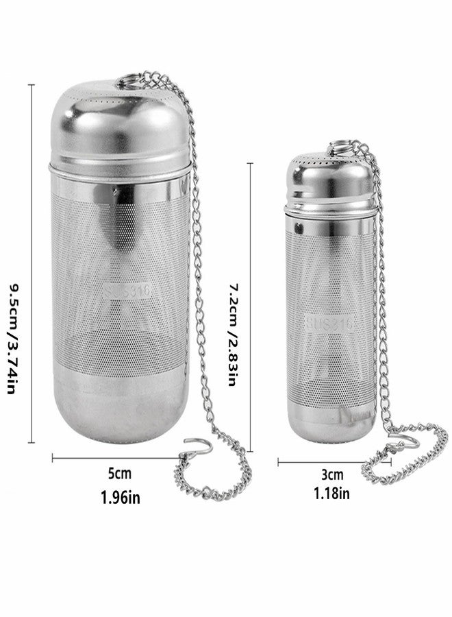 EBIEFLY 2 Pack Tea Strainers with chain for Loose Tea Sets,Universal Extra Fine Mesh Tea Infuser, 316Stainless Steel & Updated Slim Threaded Lid,Suitable for soaking tea,99% of cup，2 Size - Image 2