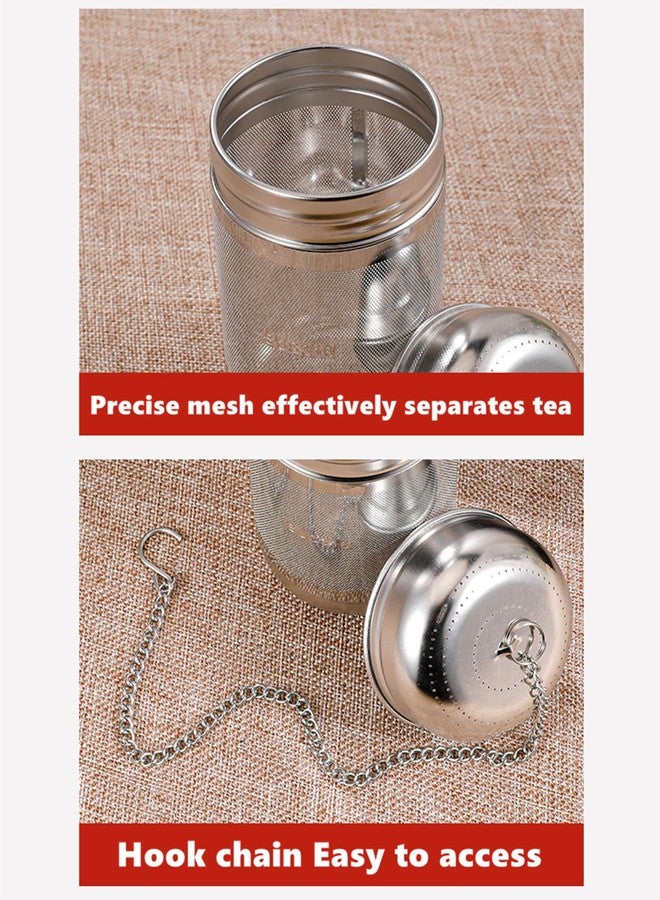 EBIEFLY 2 Pack Tea Strainers with chain for Loose Tea Sets,Universal Extra Fine Mesh Tea Infuser, 316Stainless Steel & Updated Slim Threaded Lid,Suitable for soaking tea,99% of cup，2 Size - Image 5