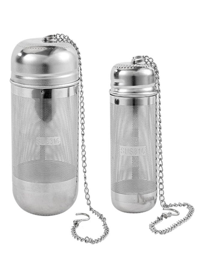 EBIEFLY 2 Pack Tea Strainers with chain for Loose Tea Sets,Universal Extra Fine Mesh Tea Infuser, 316Stainless Steel & Updated Slim Threaded Lid,Suitable for soaking tea,99% of cup，2 Size - Image 1