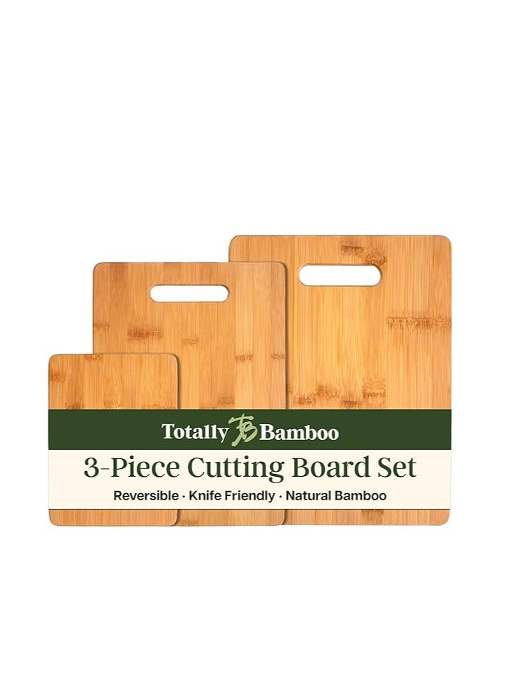 Totally Bamboo 3-Piece Bamboo Cutting Board Set – Reversible Kitchen Boards for Chopping, Cheese & Serving | Durable, Eco-Friendly Wood Cutting Boards - Image 1