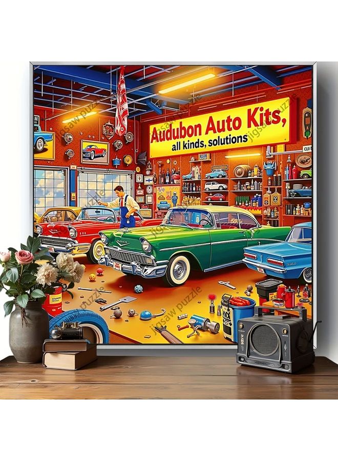 YF1783 1024 قطعة لغز مرآب السيارات الكلاسيكي 19.69 × 19.69 بوصة ديكور حائطي فني - Image 2