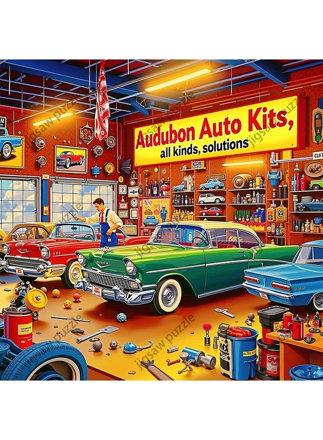 YF1783 1024 قطعة لغز مرآب السيارات الكلاسيكي 19.69 × 19.69 بوصة ديكور حائطي فني - Image 3