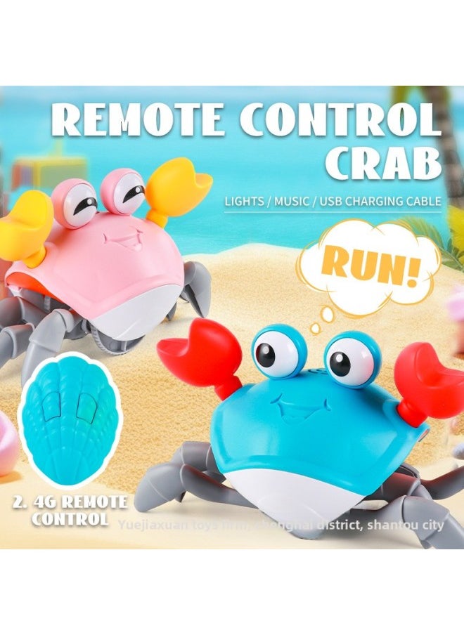Remote Control Electric Induction Crab 2.4G Anti-interference With Sound And Light Charging Crawling Children's Baby Remote Control Toys-Color:Pull Crab-Green  - Image 2