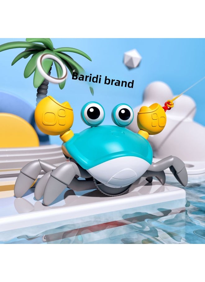 Remote Control Electric Induction Crab 2.4G Anti-interference With Sound And Light Charging Crawling Children's Baby Remote Control Toys-Color:Pull Crab-Green  - Image 1