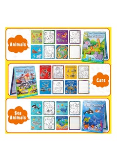 KASTWAVE 3Pcs Water Painting Book for Toddlers Coloring Paint with Activity Pad No Mess Reusable Educational Doodle Drawing Toys Kids Ages  - Image 3