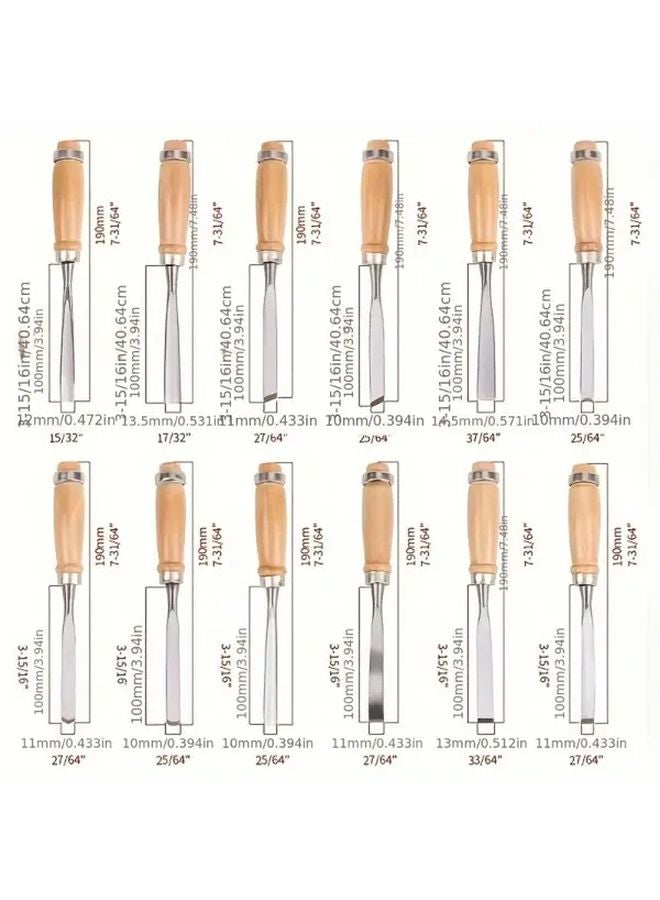 12 Piece Carving Knife Set Wood Lathe Router Bits HSS Steel Woodworking Tools - Image 5
