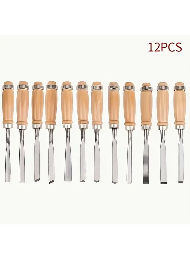 12 Piece Carving Knife Set Wood Lathe Router Bits HSS Steel Woodworking Tools - Image 4