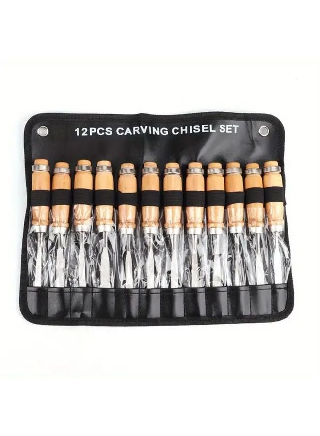 12 Piece Carving Knife Set Wood Lathe Router Bits HSS Steel Woodworking Tools - Image 1