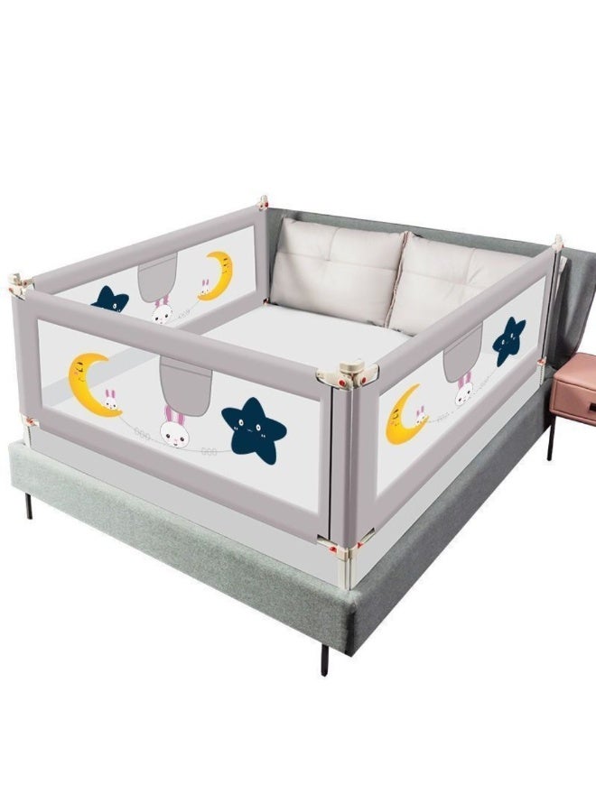 ✨Moon Rabbit Baby Bed Rail 2.0m Gray✨ L-Shaped Base & Detachable Washable Cover | Gap-Free Mattress Protection | 1-Second Lift & Dual Safety Lock - Image 1