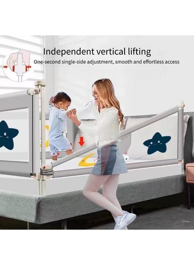 ✨Moon Rabbit Baby Bed Rail 2.0m Gray✨ L-Shaped Base & Detachable Washable Cover | Gap-Free Mattress Protection | 1-Second Lift & Dual Safety Lock - Image 4