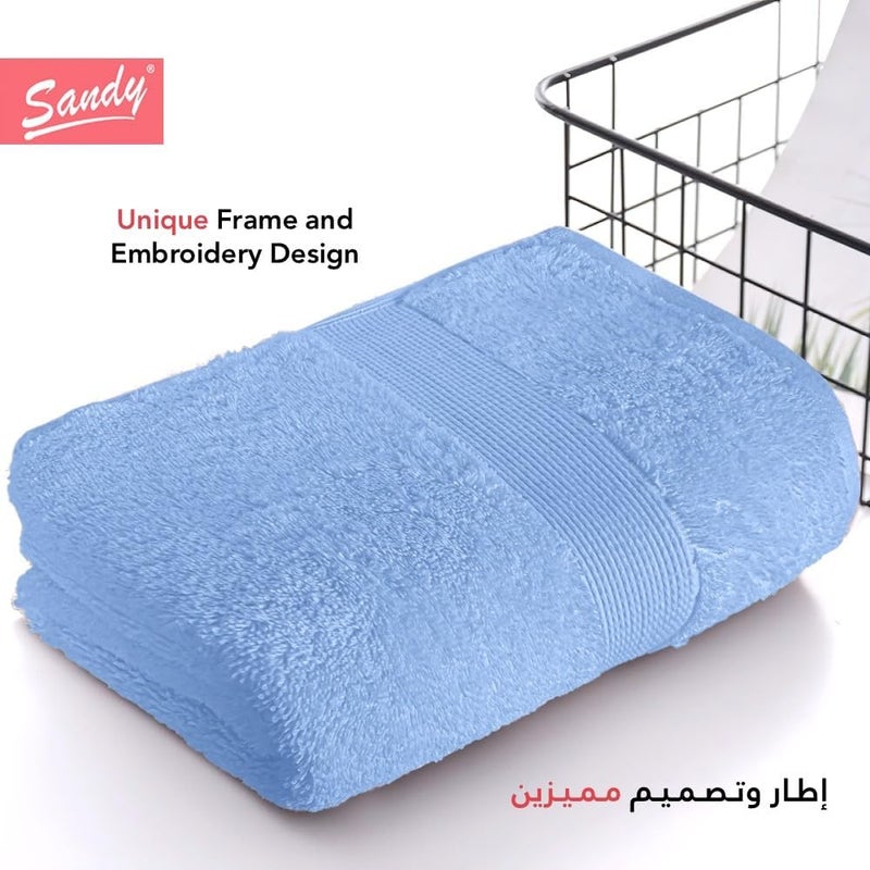 Premium Hotel Quality Bath Towel 100% Cotton Made in Egypt, Soft Quick Drying and Highly Absorbent (70x140 cm) - Light Blue - Image 3