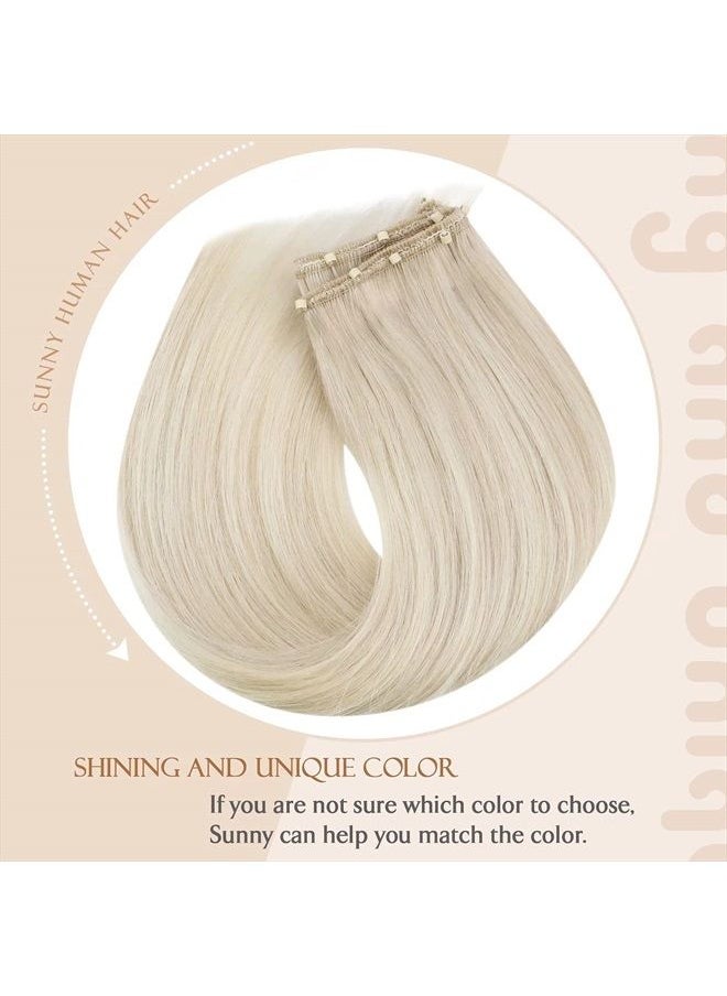 Sunny Hair Sunny Beaded Weft Hair Extensions Platinum Blonde Silky Microlink Weft Blonde Hair Extensions Natural EZE Weft Real Human Hair Extensions Platinum Blonde 50G 22Inch  - Image 5