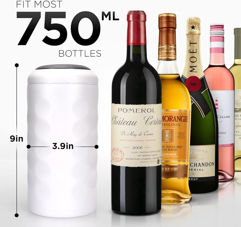 UMIEN Premium Wine Chiller - 750ml Stainless Steel Wine Bottle Cooler, Vacuum Insulated & Double-Walled - Keeps Wine Cold for 6+ Hours - Champagne Chiller Sleeve for Most Bottles - White - Image 3
