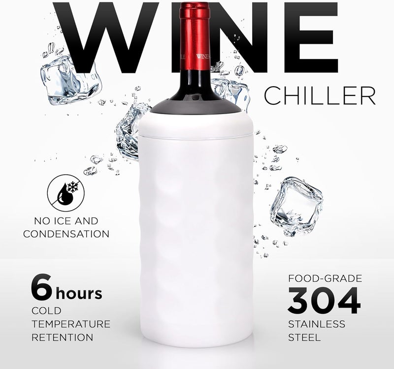 UMIEN Premium Wine Chiller - 750ml Stainless Steel Wine Bottle Cooler, Vacuum Insulated & Double-Walled - Keeps Wine Cold for 6+ Hours - Champagne Chiller Sleeve for Most Bottles - White - Image 2