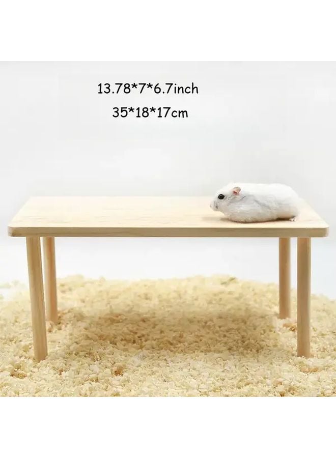 طاولة منصة كبيرة خشبية غير مطلية وغير مشمعة مجموعة ديكور قفص الحيوانات الصغيرة للهامستر - Image 1