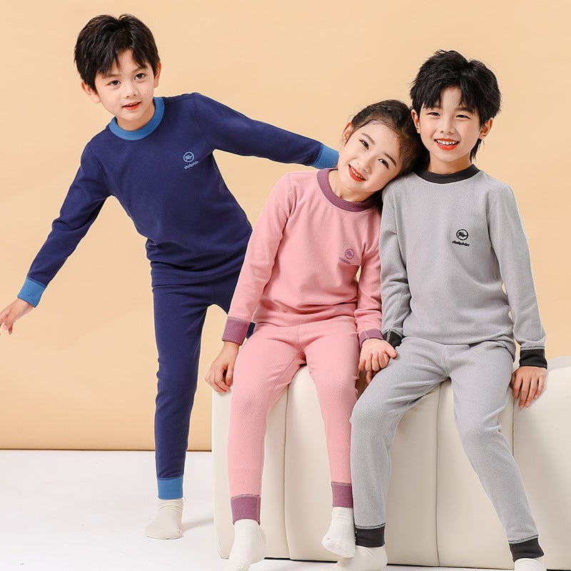 Children'S Thermal Underwear Suit De Ling Velvet Large Children'S Boys And Girls Autumn Clothes Autumn Pants Suit - Image 4