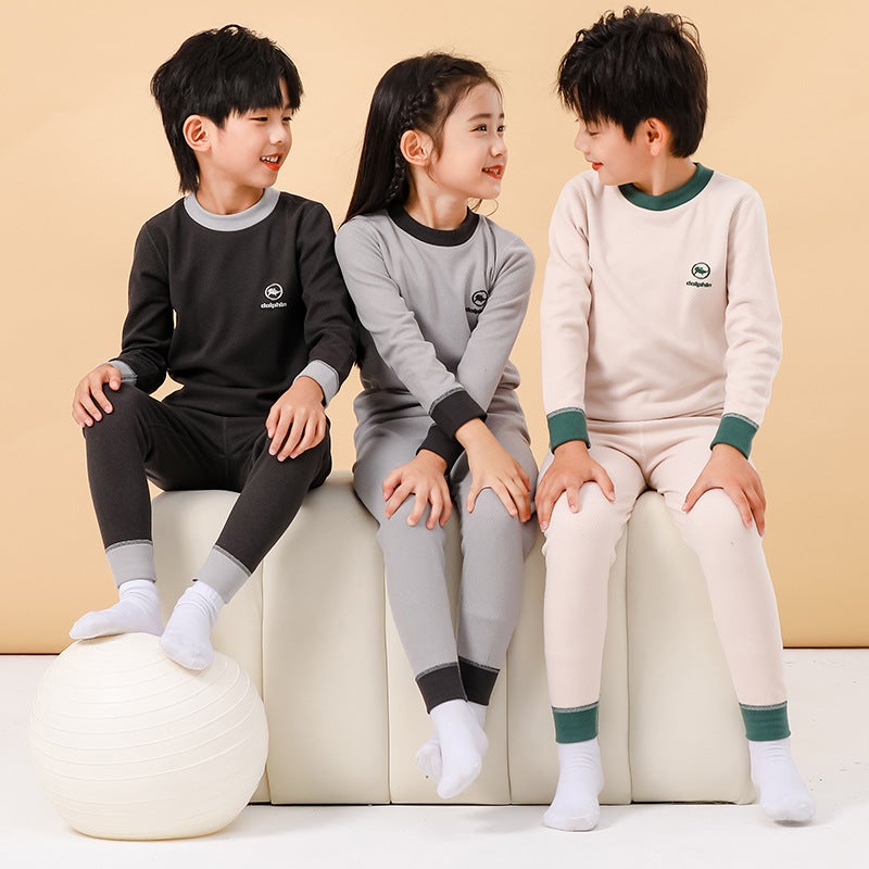 Children'S Thermal Underwear Suit De Ling Velvet Large Children'S Boys And Girls Autumn Clothes Autumn Pants Suit - Image 2