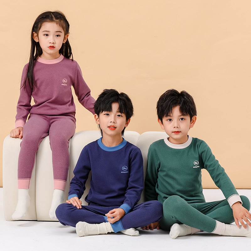 Children'S Thermal Underwear Suit De Ling Velvet Large Children'S Boys And Girls Autumn Clothes Autumn Pants Suit - Image 3