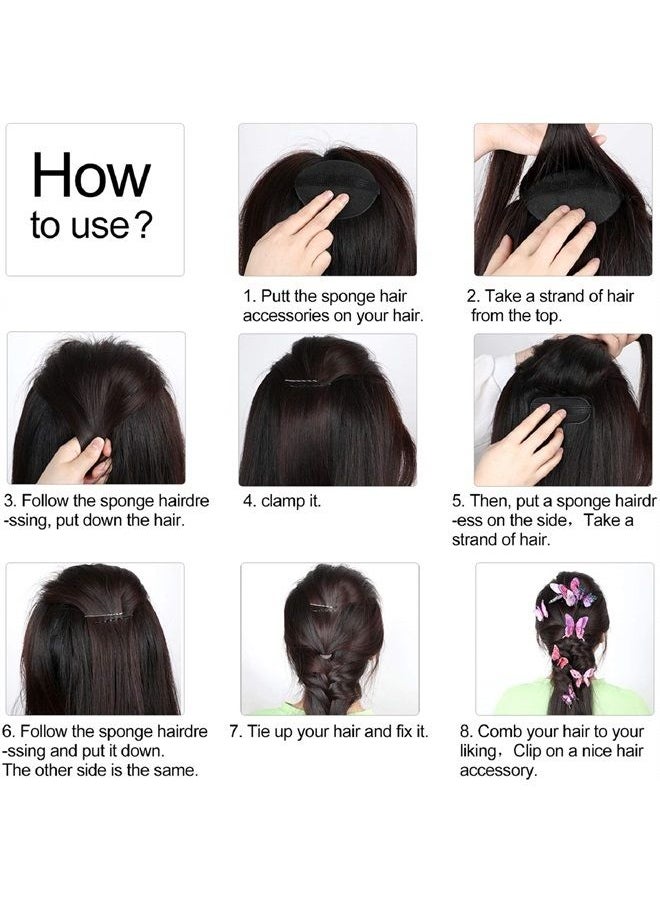 WILLBOND 11 Pieces Sponge Volume Hair Bases Set Bump it Up Inserts Hair Styling Tools Bump Up Combs Clips Sponge Hair Bun Updo Accessories for Women Girl DIY Hairstyles (Black, Brown)  - Image 5