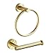 BATHSIR BATHSIR Bathroom Towel Ring Toilet Paper Holder, Gold Hardware Includes Hand Towel Holder Brushed Brass Gold 2 Pieces  - Image 2
